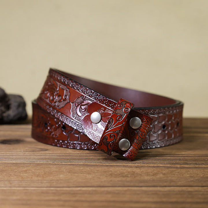 Cinturón de cuero con cuchillo plegable oculto de dragón de pico afilado para hombre