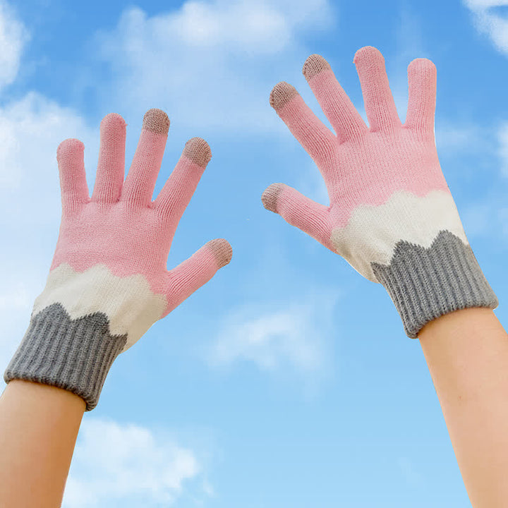 Guantes tejidos con dedos completos para jardinería y pantallas táctiles para mujer