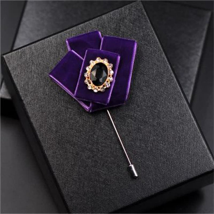 Juego de 2 broches de terciopelo con diamantes de imitación