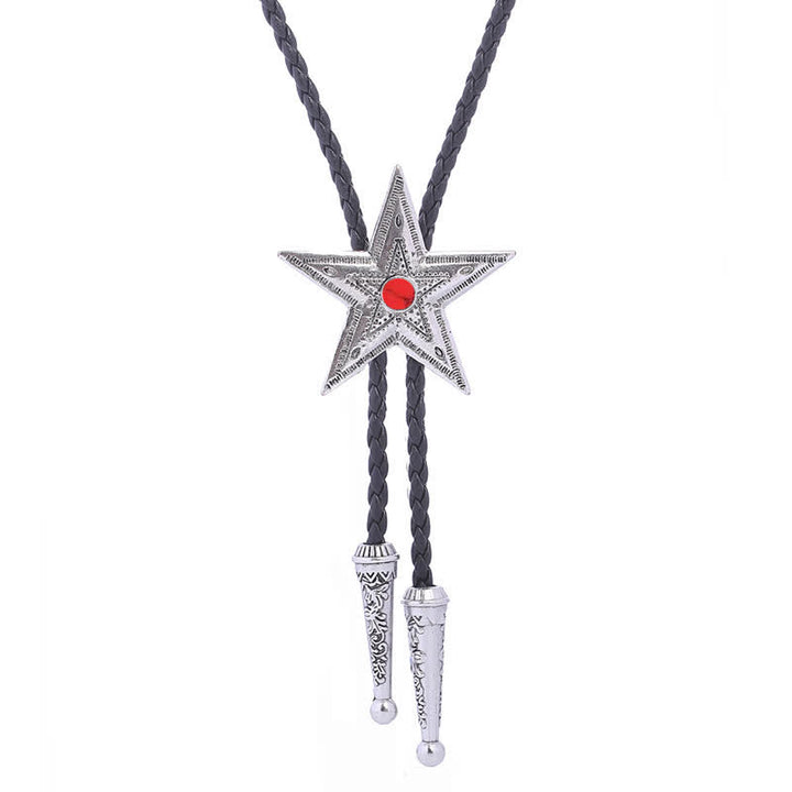 Collar con colgante de estrella de piedra natural vintage Bolo Tie