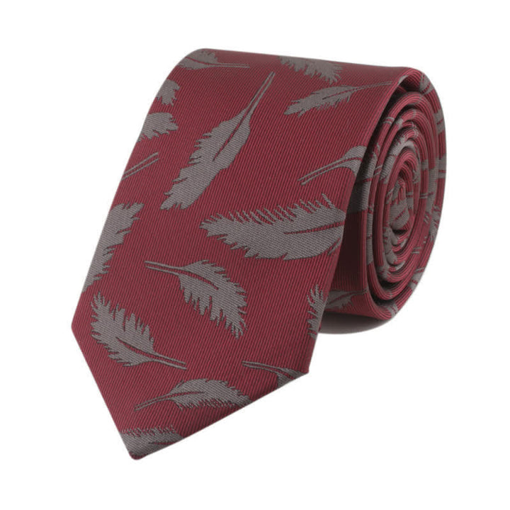 Corbata de jacquard con estampado de plumas para hombre
