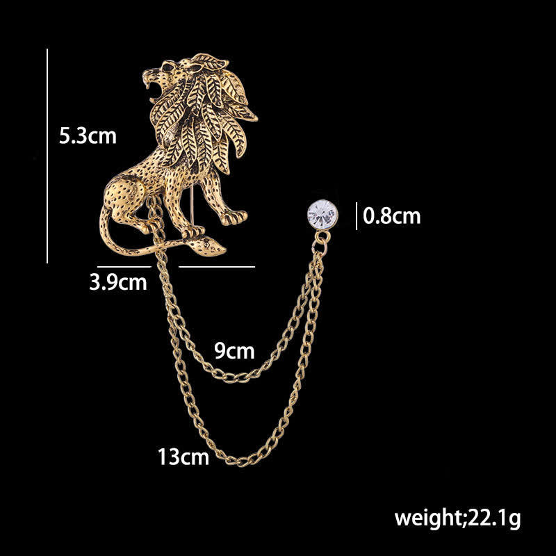 Broche de cadena con león dominante para hombre