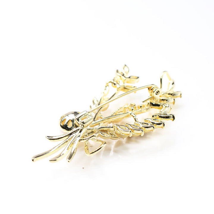 Broche de trigo con circonitas y perlas deslumbrantes para mujer
