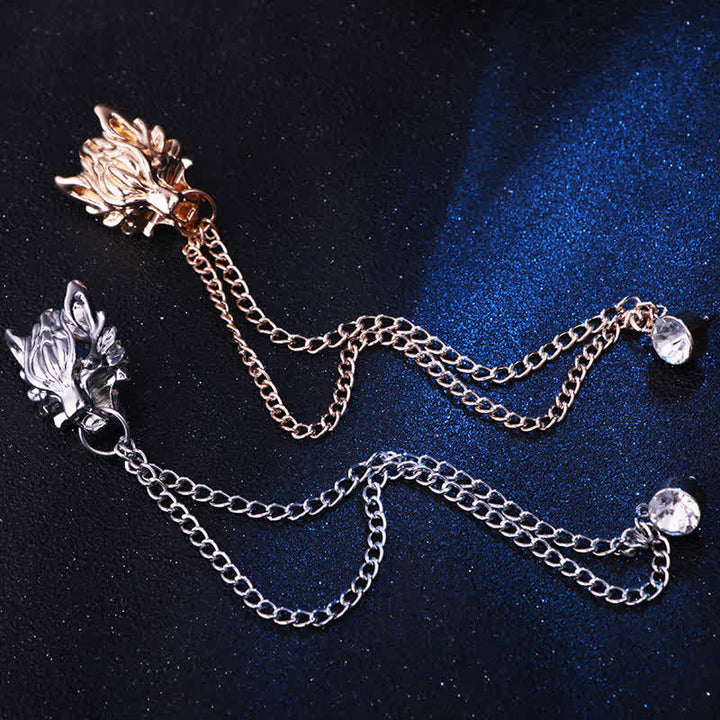 Broche de cadena con el lobo del rey del bosque para hombre