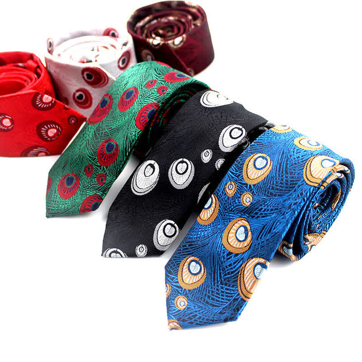 Corbata con estampado de plumas de pavo real para hombre