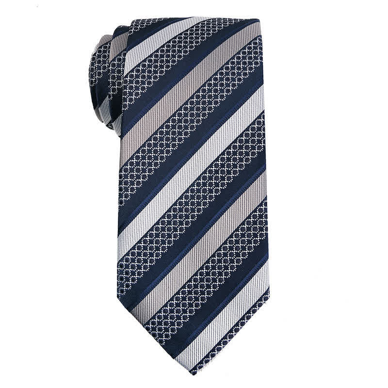 Corbata elegante de rayas para hombre - Azul y gris - image 9