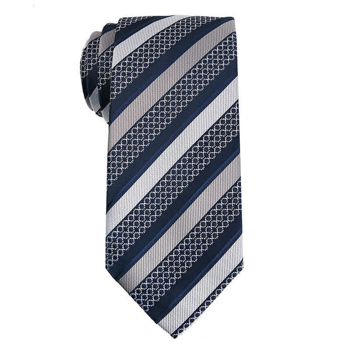 Corbata elegante de rayas para hombre - Azul y gris - image 9