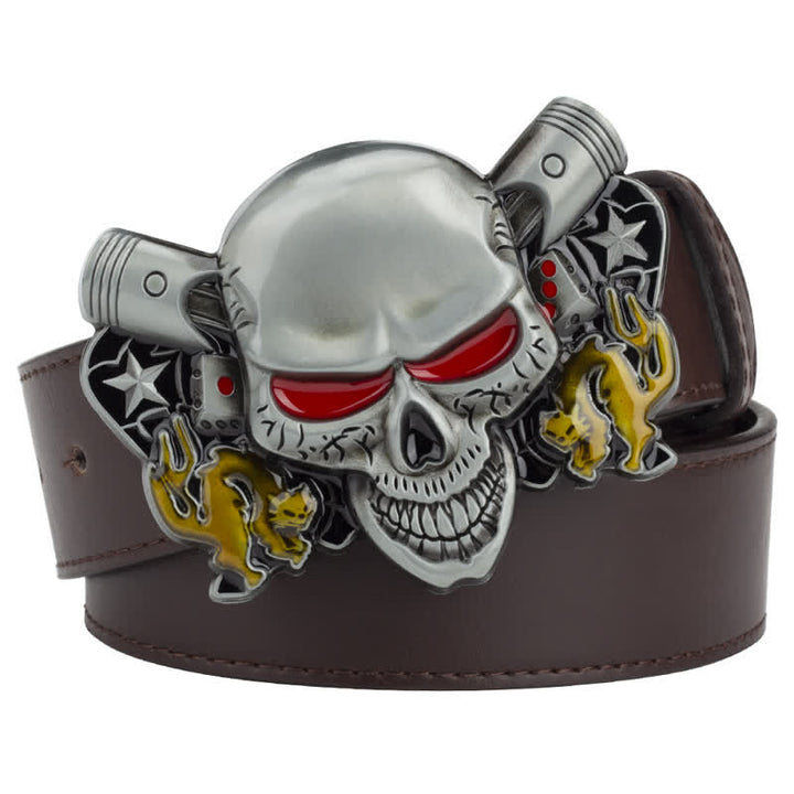 Cinturón de cuero con diseño de calavera, demonio y payaso estilo punk para hombre