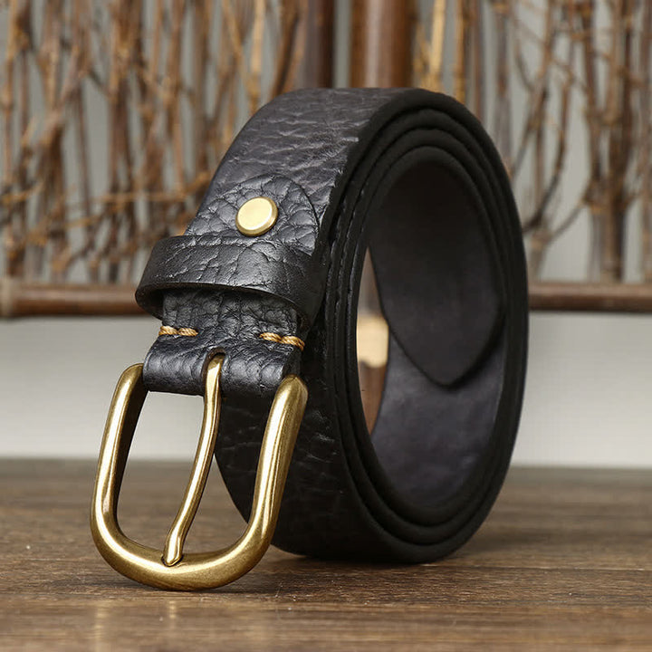 Cinturón de cuero con estampado de piel de bisonte en relieve para hombre