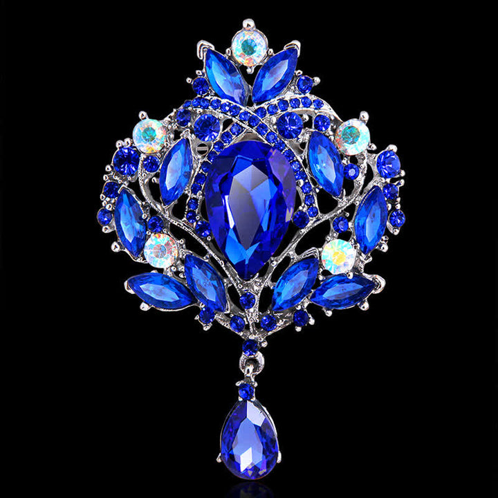 Broche de gota de agua con capullo floral brillante para mujer