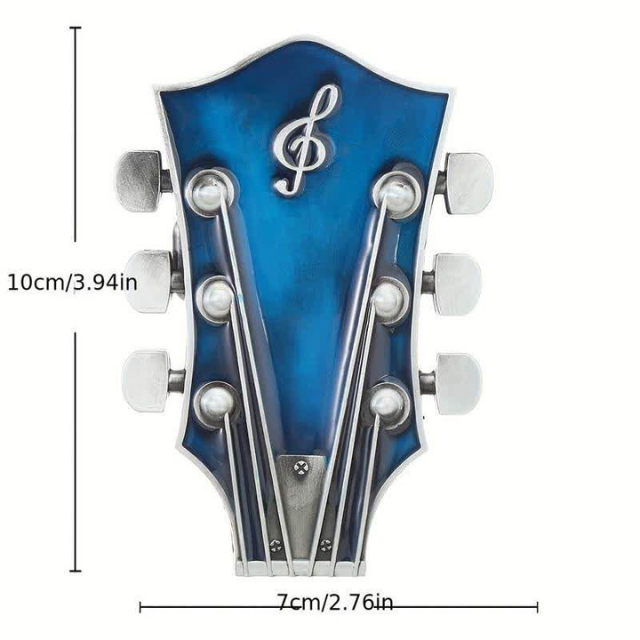 Cinturón de cuero con hebilla de clavijero de guitarra musical para hombre hecho a mano