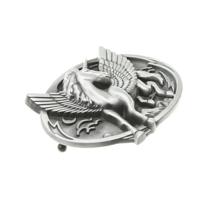 Cinturón de cuero con hebilla de unicornio de plata antigua para hombre hecho a mano