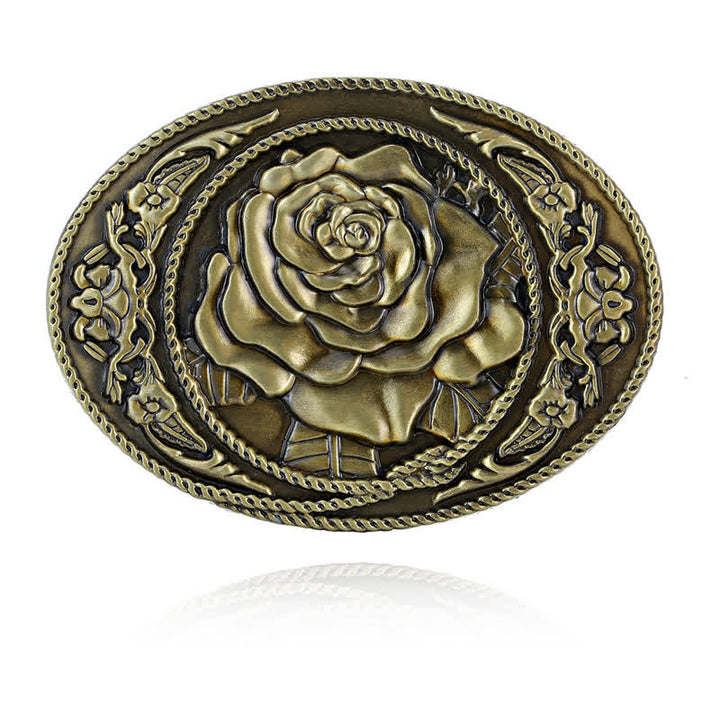 Cinturón de cuero con hebilla de rosa occidental para hombre, moderno y hecho a mano