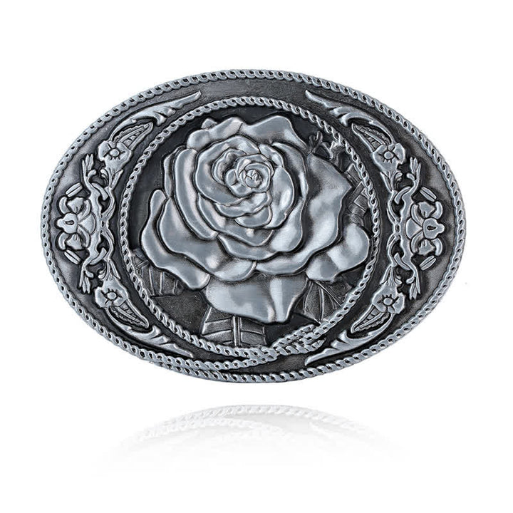 Cinturón de cuero con hebilla de rosa occidental para hombre, moderno y hecho a mano