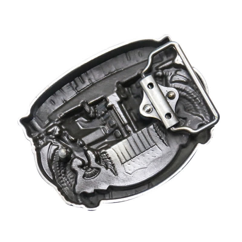 Cinturón de cuero con hebilla con diseño de camionero para hombre, hecho a mano