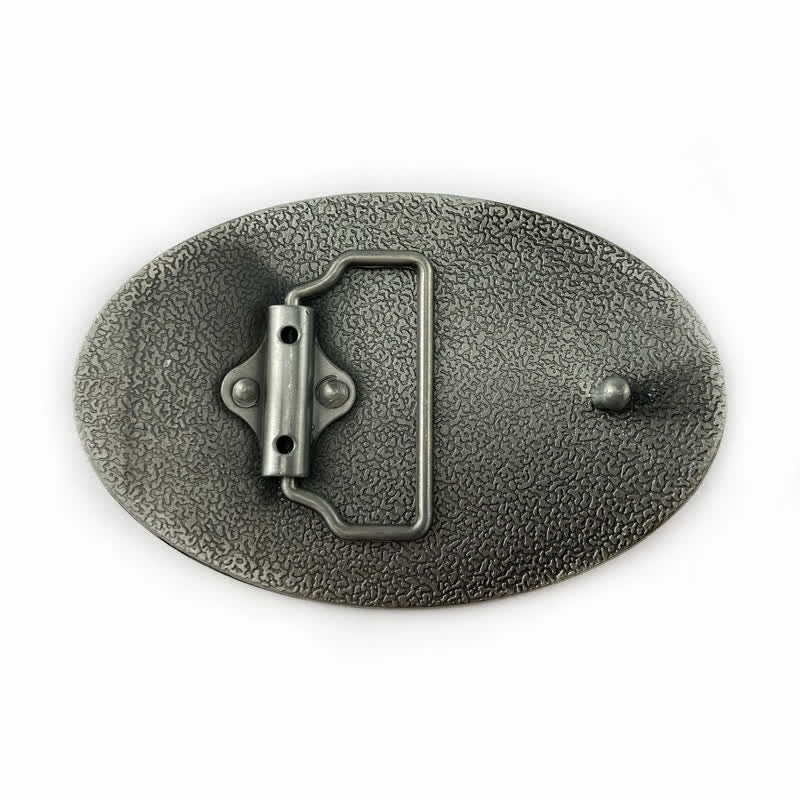 Cinturón de cuero con hebilla de estrella y pistola esmaltada para hombre hecho a mano
