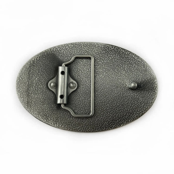 Cinturón de cuero con hebilla de estrella y pistola esmaltada para hombre hecho a mano