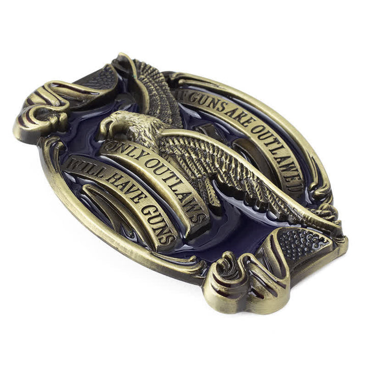 Cinturón de cuero con hebilla con diseño de águila voladora para hombre, hecho a mano
