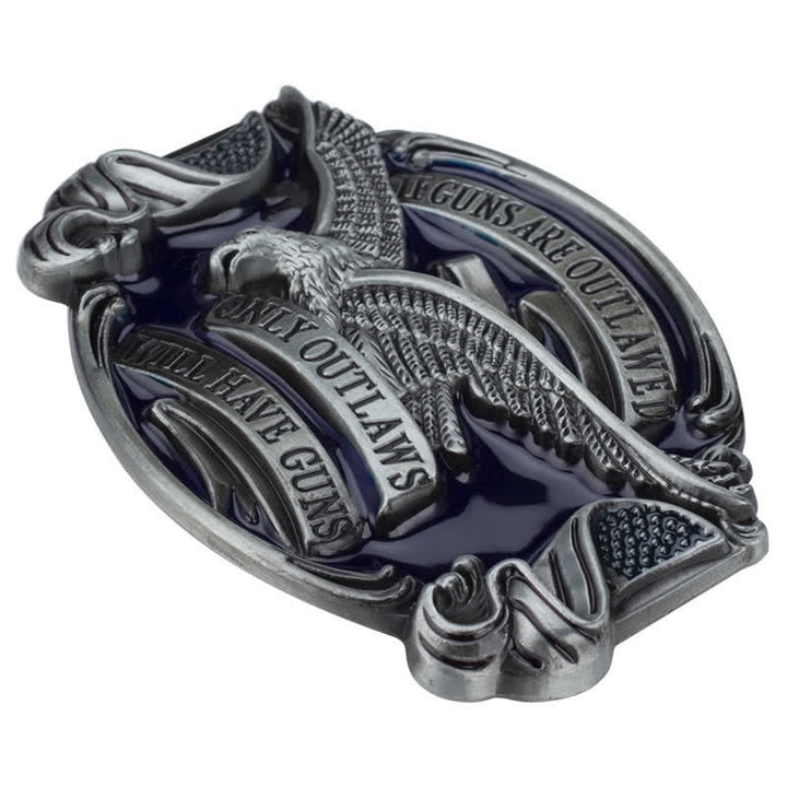 Cinturón de cuero con hebilla con diseño de águila voladora para hombre, hecho a mano