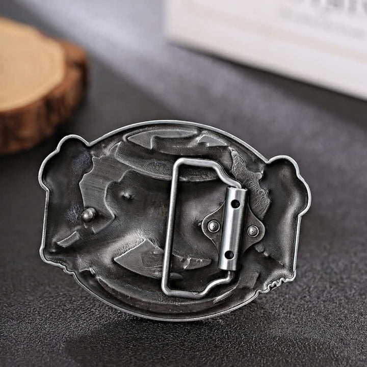 Cinturón de cuero con hebilla con diseño de águila voladora para hombre, hecho a mano