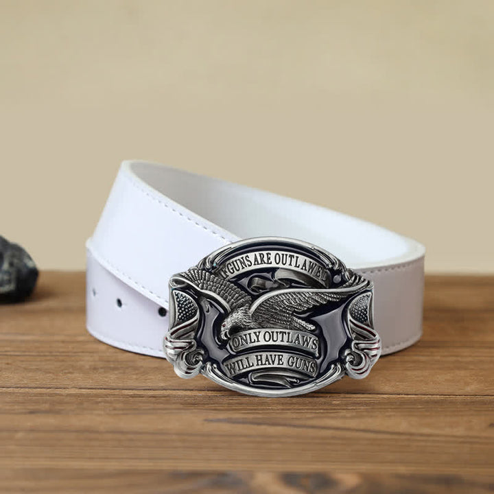 Cinturón de cuero con hebilla con diseño de águila voladora para hombre, hecho a mano