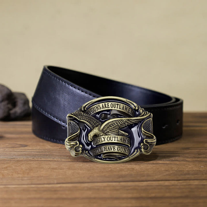 Cinturón de cuero con hebilla con diseño de águila voladora para hombre, hecho a mano