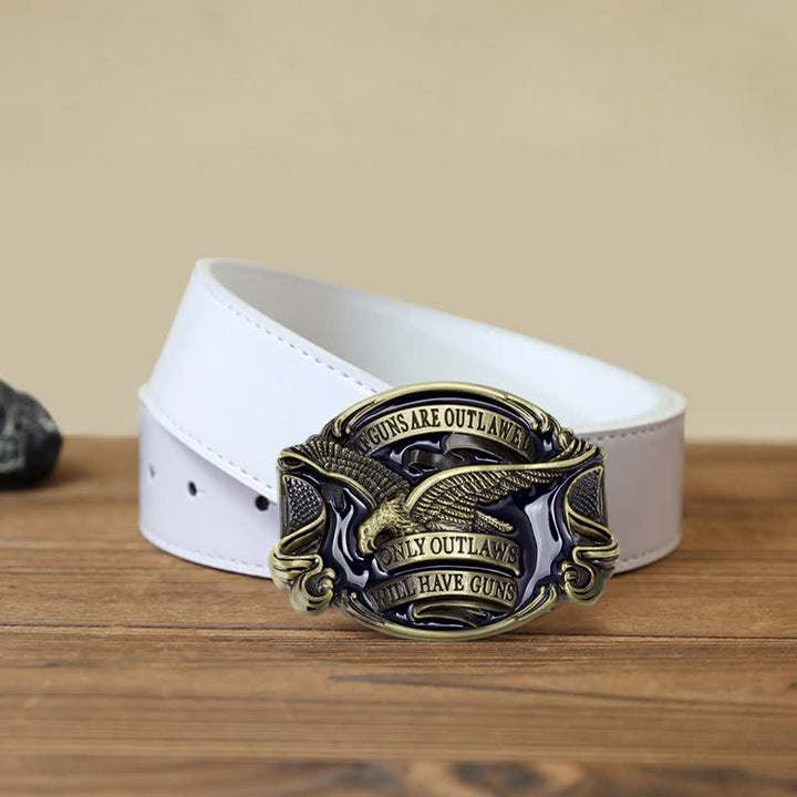 Cinturón de cuero con hebilla con diseño de águila voladora para hombre, hecho a mano