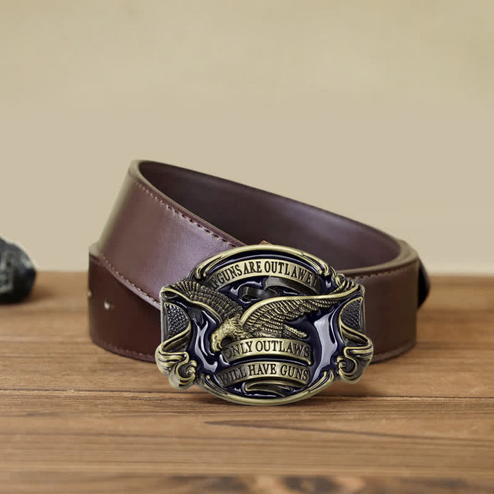 Cinturón de cuero con hebilla con diseño de águila voladora para hombre, hecho a mano