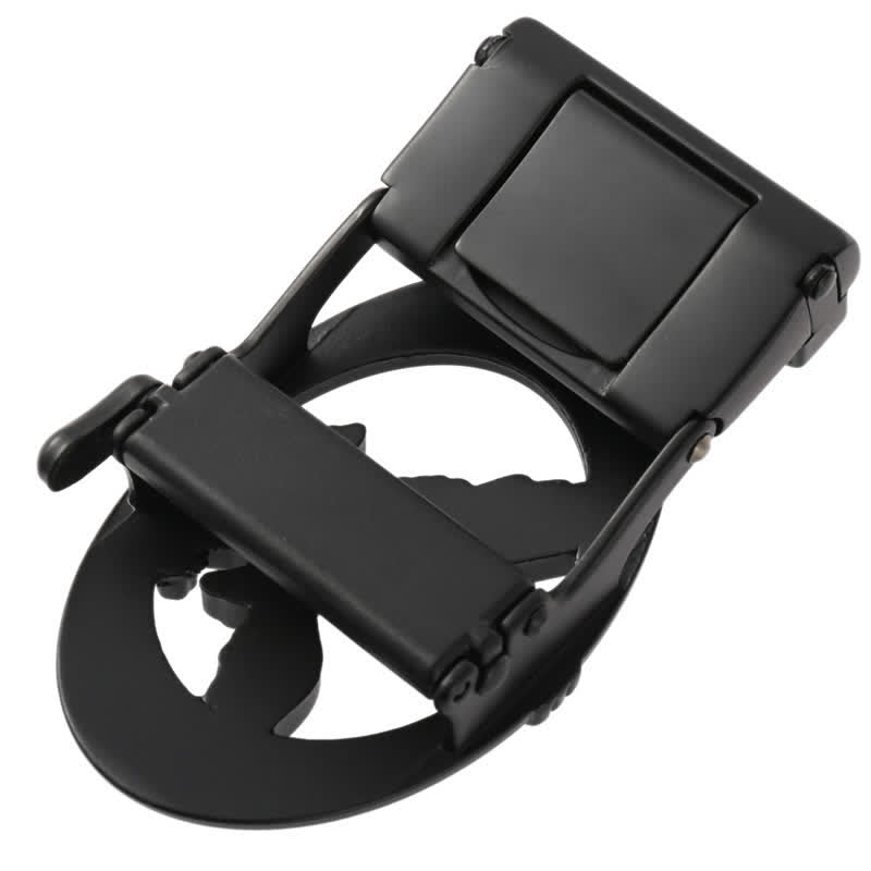Cinturón de cuero con hebilla automática hueca negra con diseño de águila para hombre
