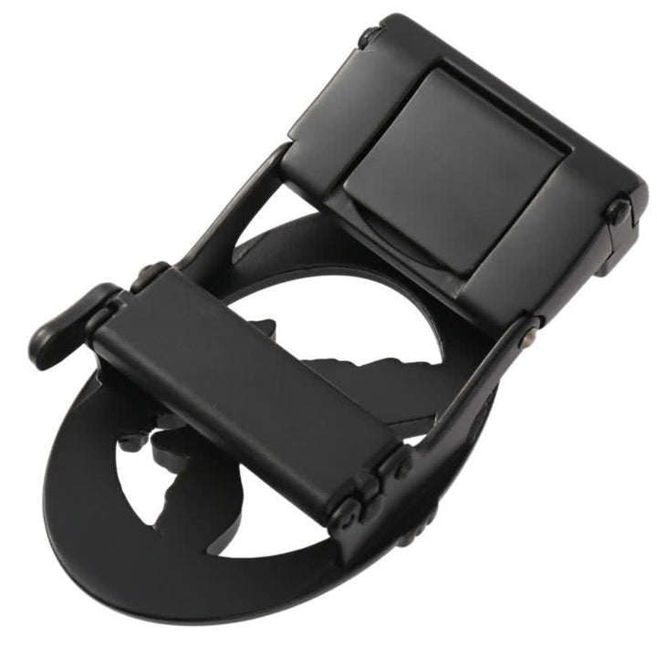 Cinturón de cuero con hebilla automática hueca negra con diseño de águila para hombre