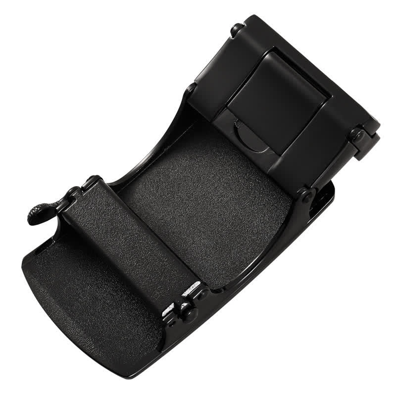 Cinturón de cuero con hebilla automática con cabeza de cocodrilo negra para hombre hecho a mano