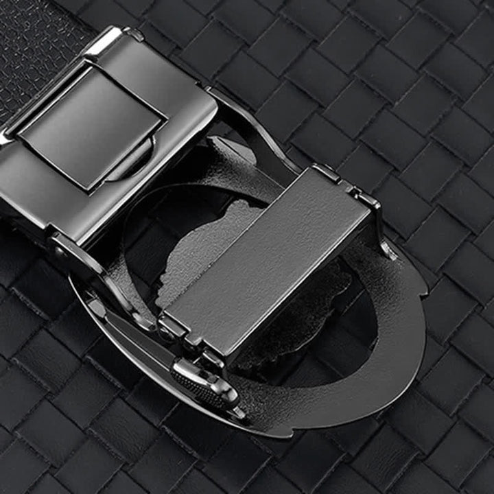 Cinturón de cuero con hebilla automática hueca para hombre con diseño de león