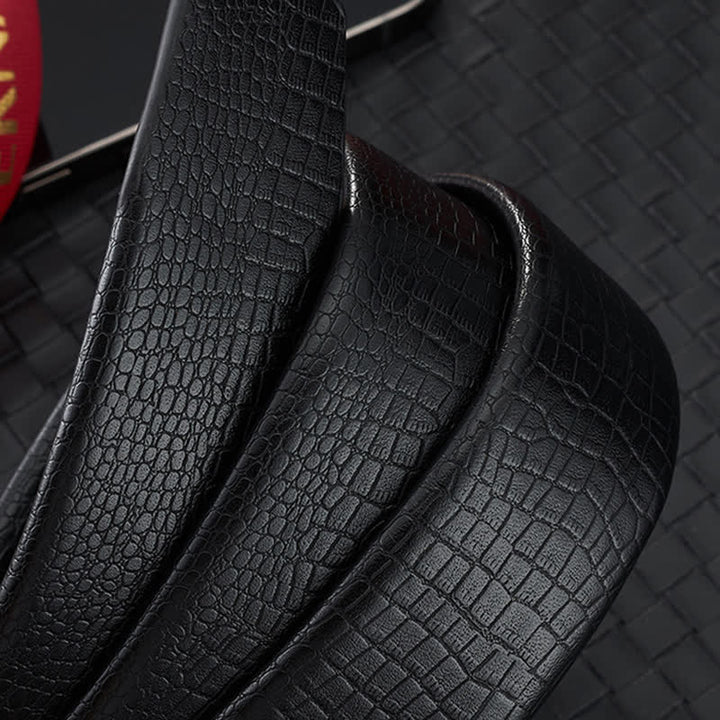 Cinturón de cuero con hebilla automática hueca para hombre con diseño de león