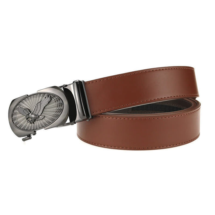 Cinturón de cuero de negocios con hebilla automática Soaring Eagle para hombre