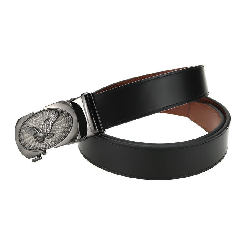 Cinturón de cuero de negocios con hebilla automática Soaring Eagle para hombre