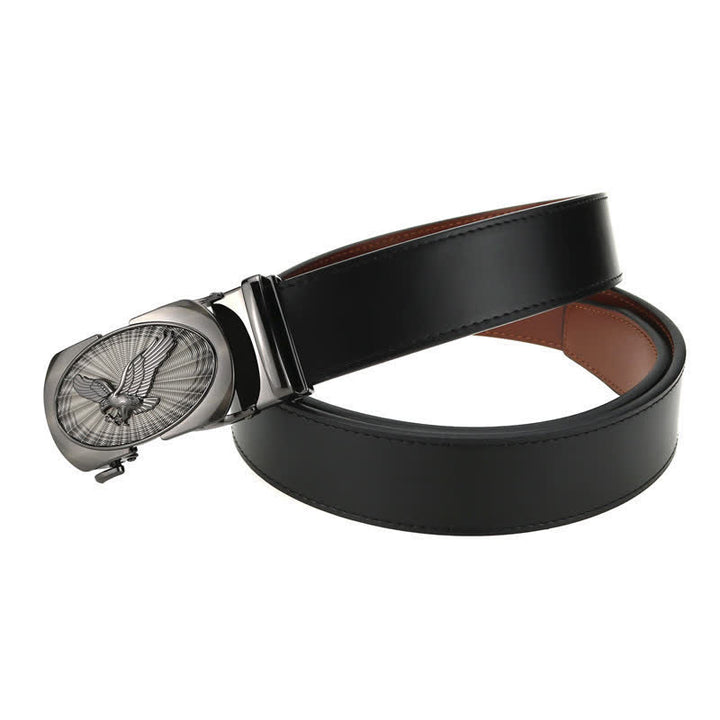 Cinturón de cuero de negocios con hebilla automática Soaring Eagle para hombre