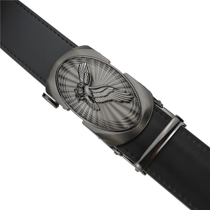 Cinturón de cuero de negocios con hebilla automática Soaring Eagle para hombre