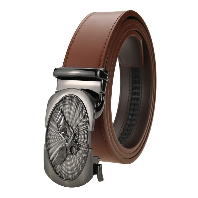 Cinturón de cuero de negocios con hebilla automática Soaring Eagle para hombre