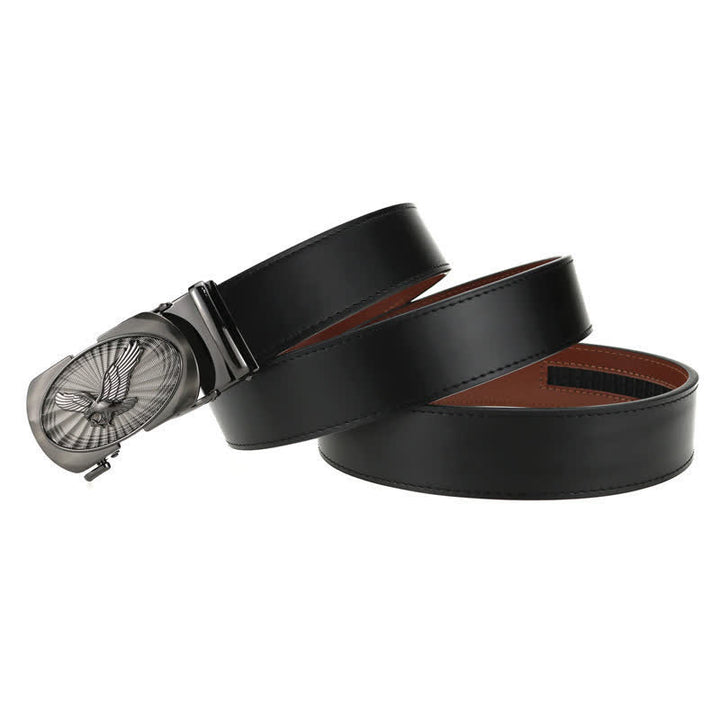 Cinturón de cuero de negocios con hebilla automática Soaring Eagle para hombre