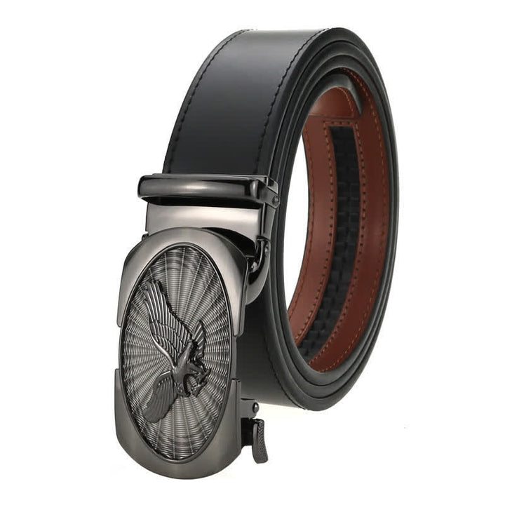 Cinturón de cuero de negocios con hebilla automática Soaring Eagle para hombre