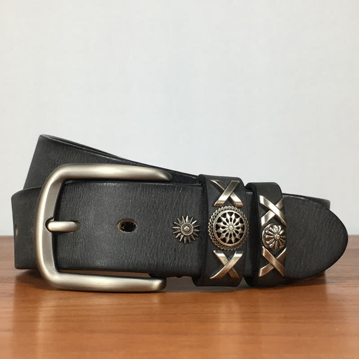 Cinturón de cuero con tachuelas y remaches exclusivo para hombre hecho a mano
