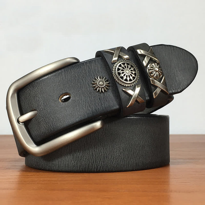 Cinturón de cuero con tachuelas y remaches exclusivo para hombre hecho a mano