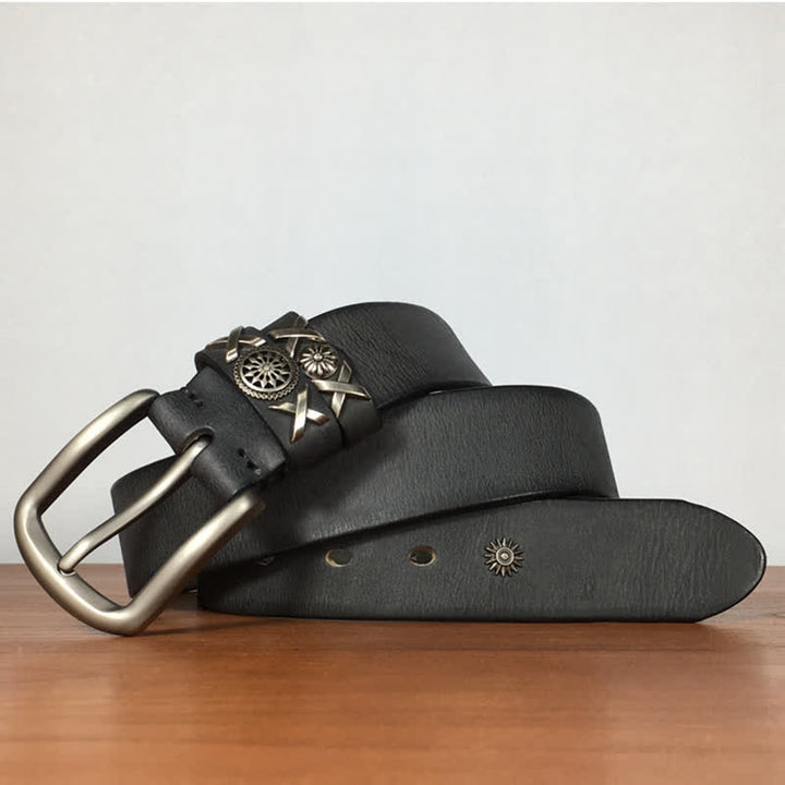 Cinturón de cuero con tachuelas y remaches exclusivo para hombre hecho a mano