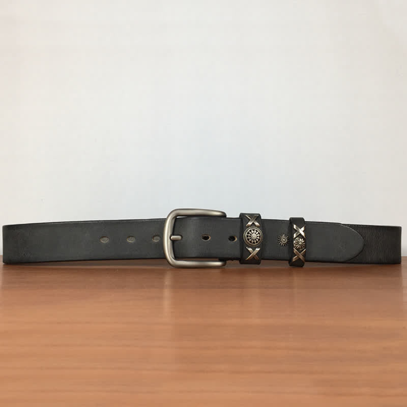 Cinturón de cuero con tachuelas y remaches exclusivo para hombre, hecho a mano