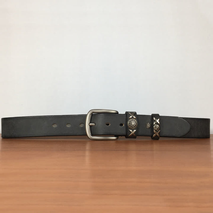 Cinturón de cuero con tachuelas y remaches exclusivo para hombre, hecho a mano