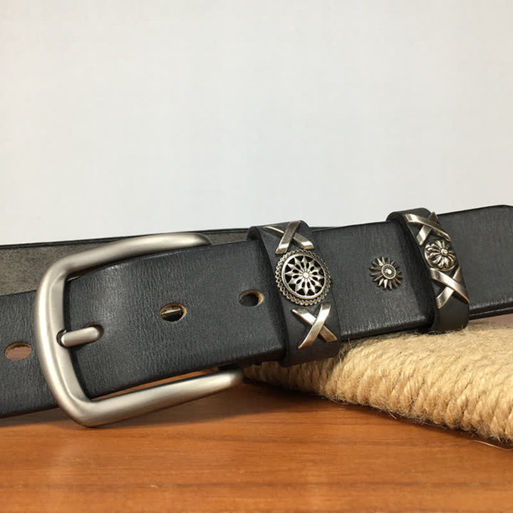 Cinturón de cuero con tachuelas y remaches exclusivo para hombre hecho a mano