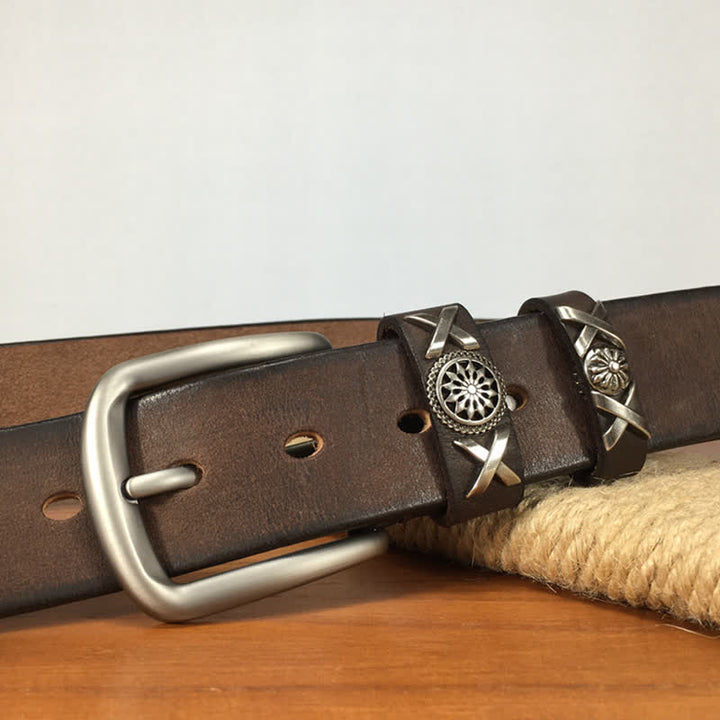 Cinturón de cuero con tachuelas y remaches exclusivo para hombre hecho a mano
