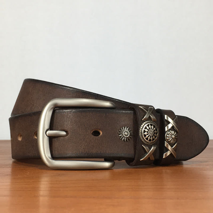 Cinturón de cuero con tachuelas y remaches exclusivo para hombre, hecho a mano