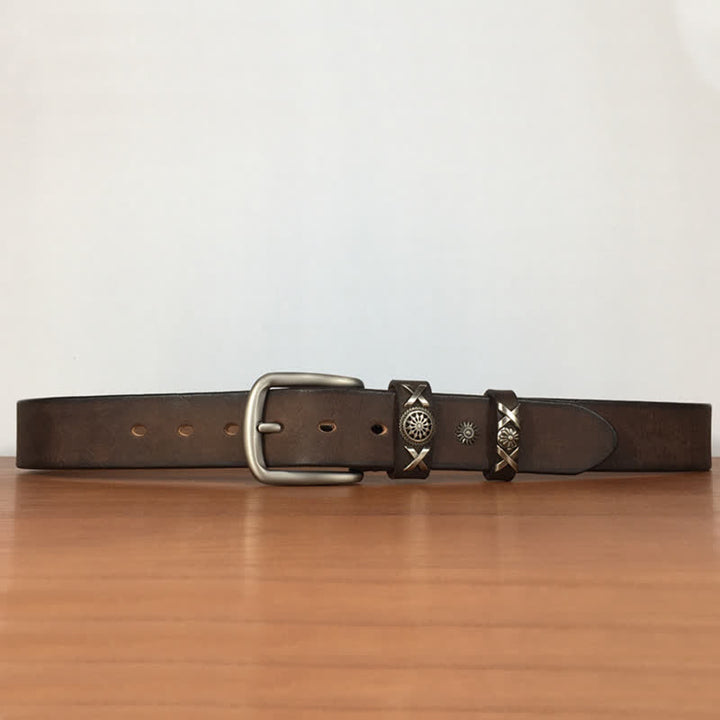 Cinturón de cuero con tachuelas y remaches exclusivo para hombre hecho a mano