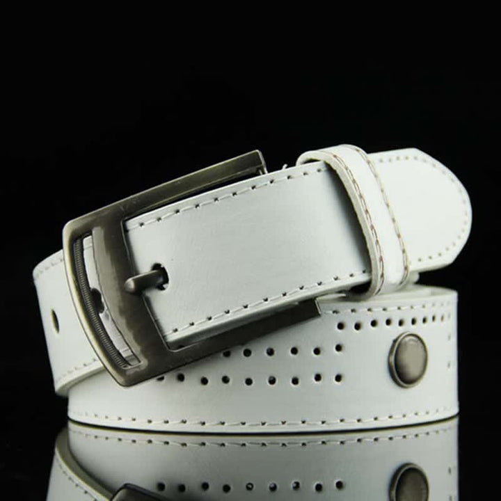 Cinturón de cuero hueco estilo antiguo con remaches estilo punk informal para hombre